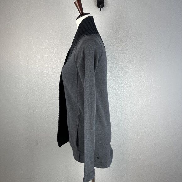 Lululemon Bliss Break Wrap Jacket Size 4 Heather Black Black Pockets Thumbholes - Picture 3 of 6